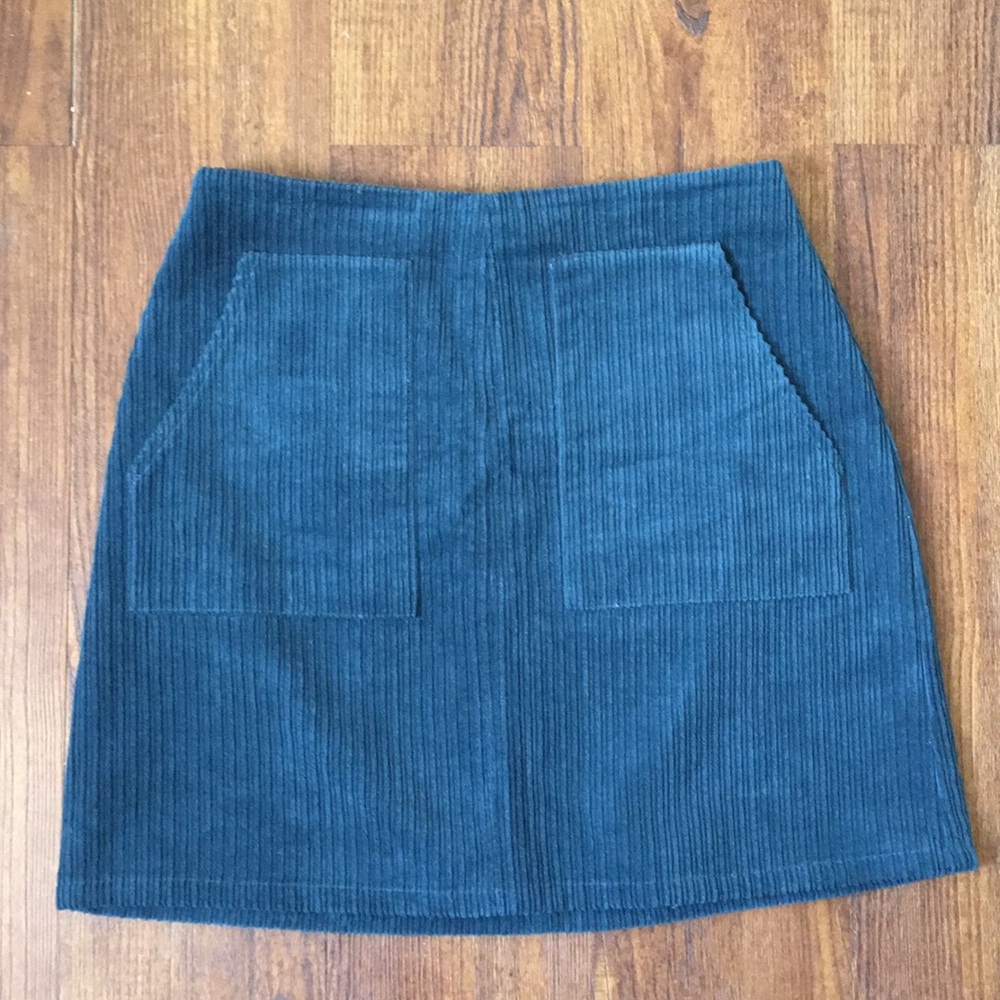 Teal Turquoise Corduroy Utility Skirt 4
